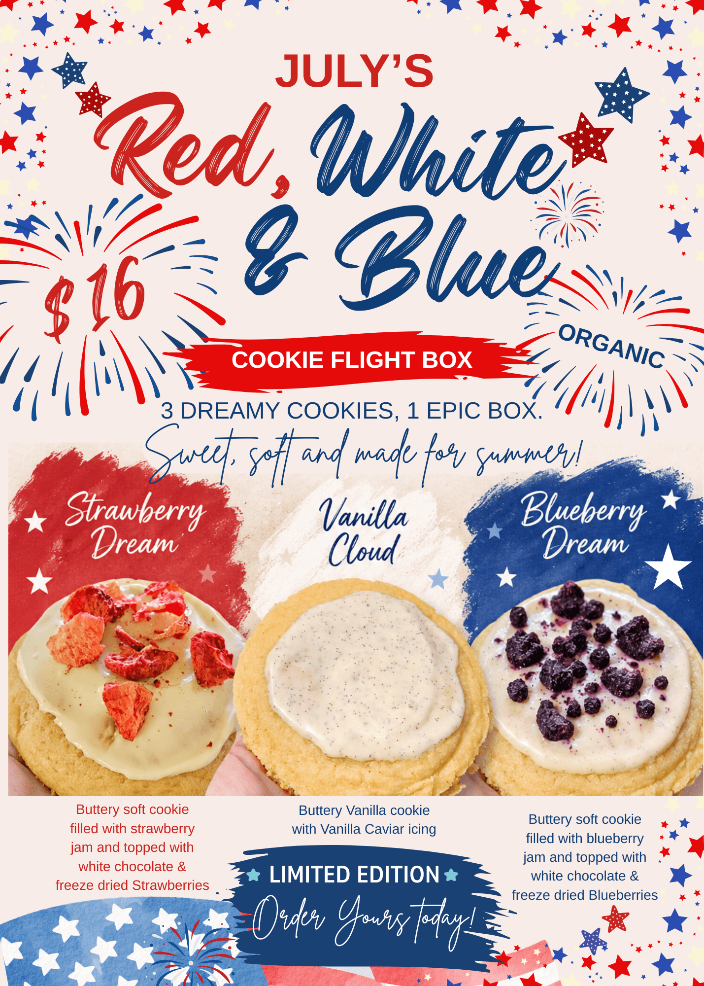 Red, White & Blue Cookie Flight